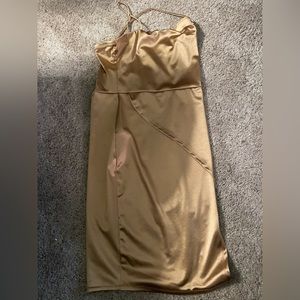 size 4 mini dress, gold